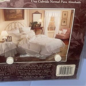 NWT Vintage Pillow Sham Battenburg  Lace 21x27 Cotton Bedding